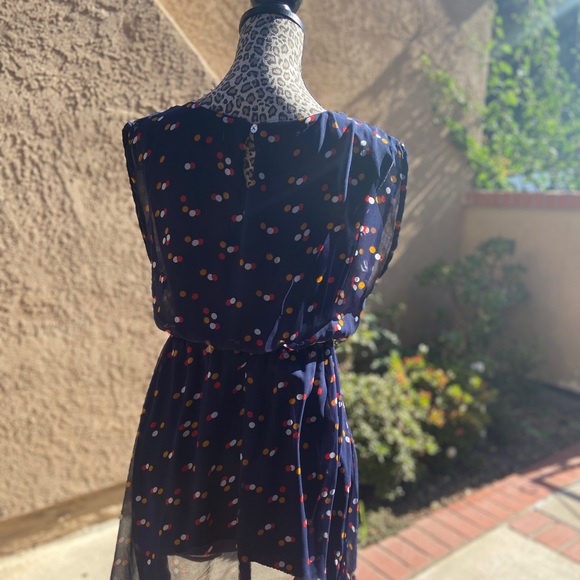 Polka dot Mini dress. Navy Blue. - Picture 2 of 5
